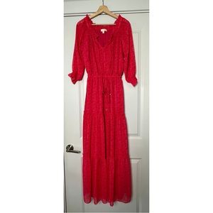 ETCETERA Pink Peasant Tiered Maxi Dress 4